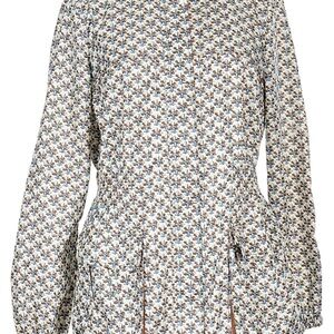 Tory Burch Blue and Brown Patterned Raincoat